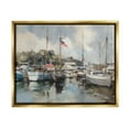 thumbnail image 1 of Stupell Industries Boats with American Flags Transportation Painting Gold Floater Framed Canvas Art Print Wall Art, 21 x 17, 1 of 10