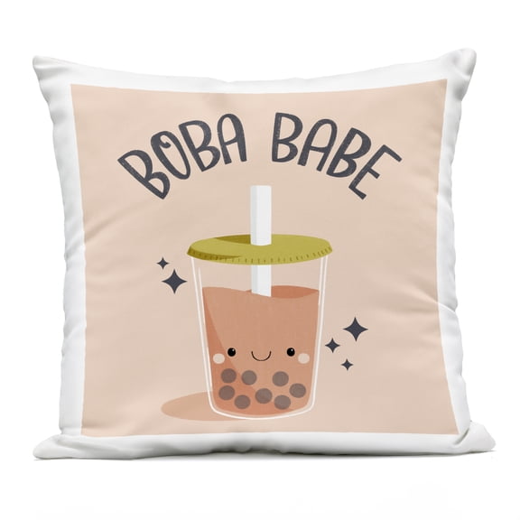 Stupell Industries Boba Babe Bubble Tea Design by Sarah Hickman Outdoor Printed Pillow