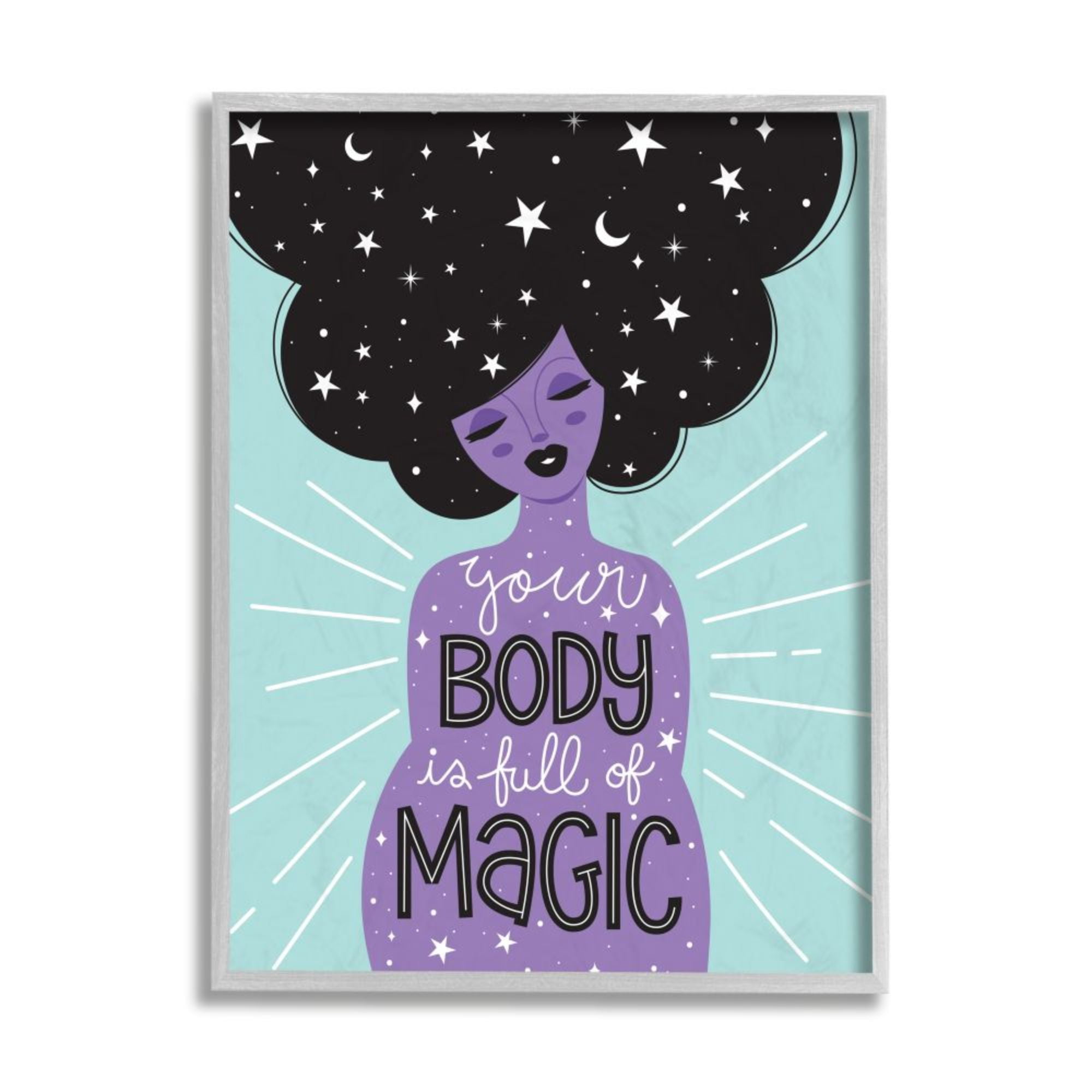 Stupell Industries Body Full of Magic Quote Female Astrological Hair Design by Ilis Avilés