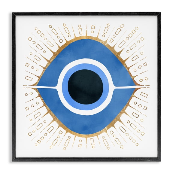 Stupell Industries Bohemian Abstract Blue Evil Eye Symbol Black Framed Giclee Art, 12 x 12, by Ziwei Li