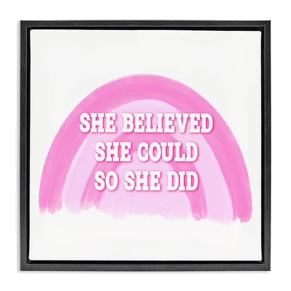 Stupell Industries Bohemian Believed She Could Black Floating Frame Canvas Art, 18 x 18, by Amber Clarkson