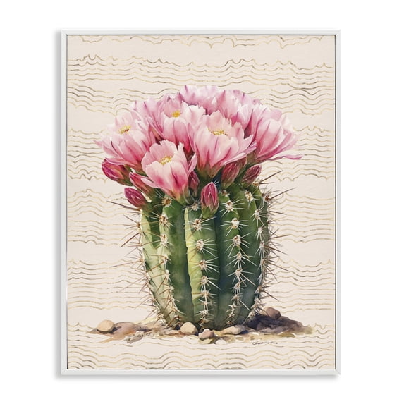 Stupell Industries Bohemian Blooming Floral Cactus White Framed Giclee Art, 16 x 20, by Lettered and Lined