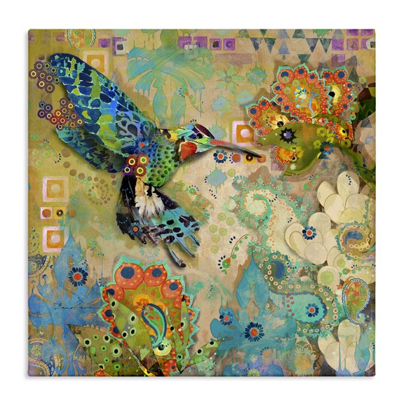 Stupell Industries Bohemian Boho Hummingbird Pattern Canvas Art, 36 x 36, by Evelia Designs