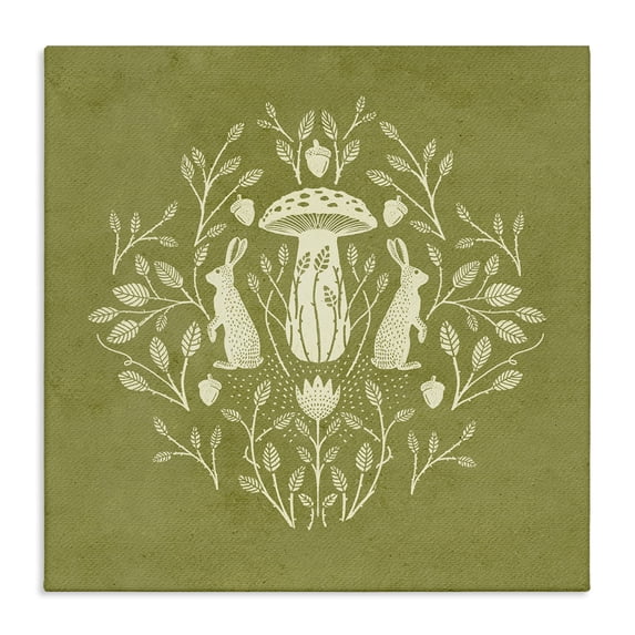 Stupell Industries Bohemian Cottagecore Mushroom & Rabbits Canvas Art, 17 x 17, by Katie O'Shea