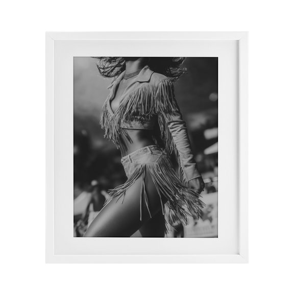 Stupell Industries Bohemian Cowgirl's Fringe Jacket White Framed Print Under Glass, 17 x 21, by A Barefoot Stylist