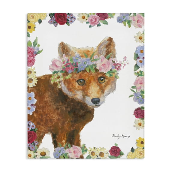 Stupell Industries Bohemian Flower Friends Fox Canvas Art, 16 x 20, by Emily Adams
