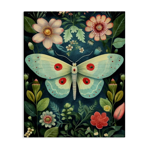 Stupell Industries Bohemian Green & Pink Moth Pattern Canvas Art, 16 x 20, by The Dutch Lady