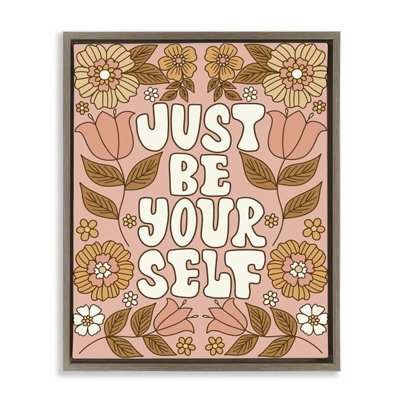 Stupell Industries Bohemian Groovy Be Yourself Brown Floating Frame Canvas Art, 25 x 31, by Taylor Shannon Designs