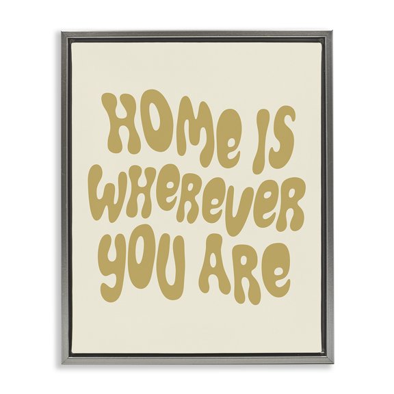 Stupell Industries Bohemian Groovy Wherever You Are Gray Floating Frame Canvas Art, 17 x 21, by Victoria Barnes