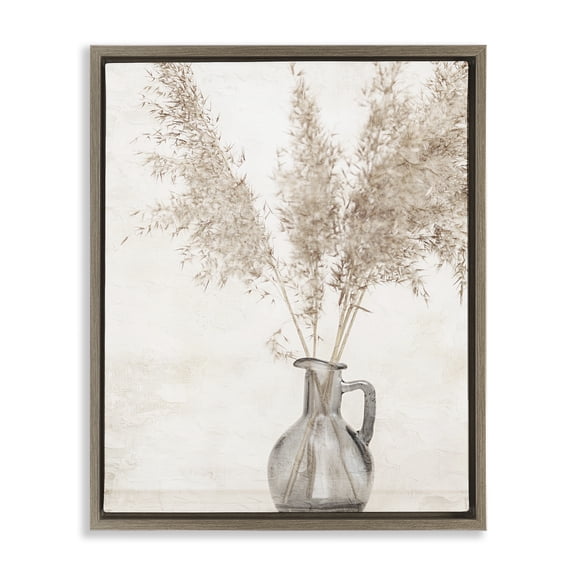 Stupell Industries Bohemian Organic Pampas Vase Brown Floating Frame Canvas Art, 25 x 31, by Kim Allen