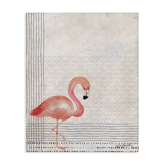 Stupell Industries Bohemian Patterned Flamingo Bird Layered Stripes Canvas Art, 36 x 48, by Katie Doucette