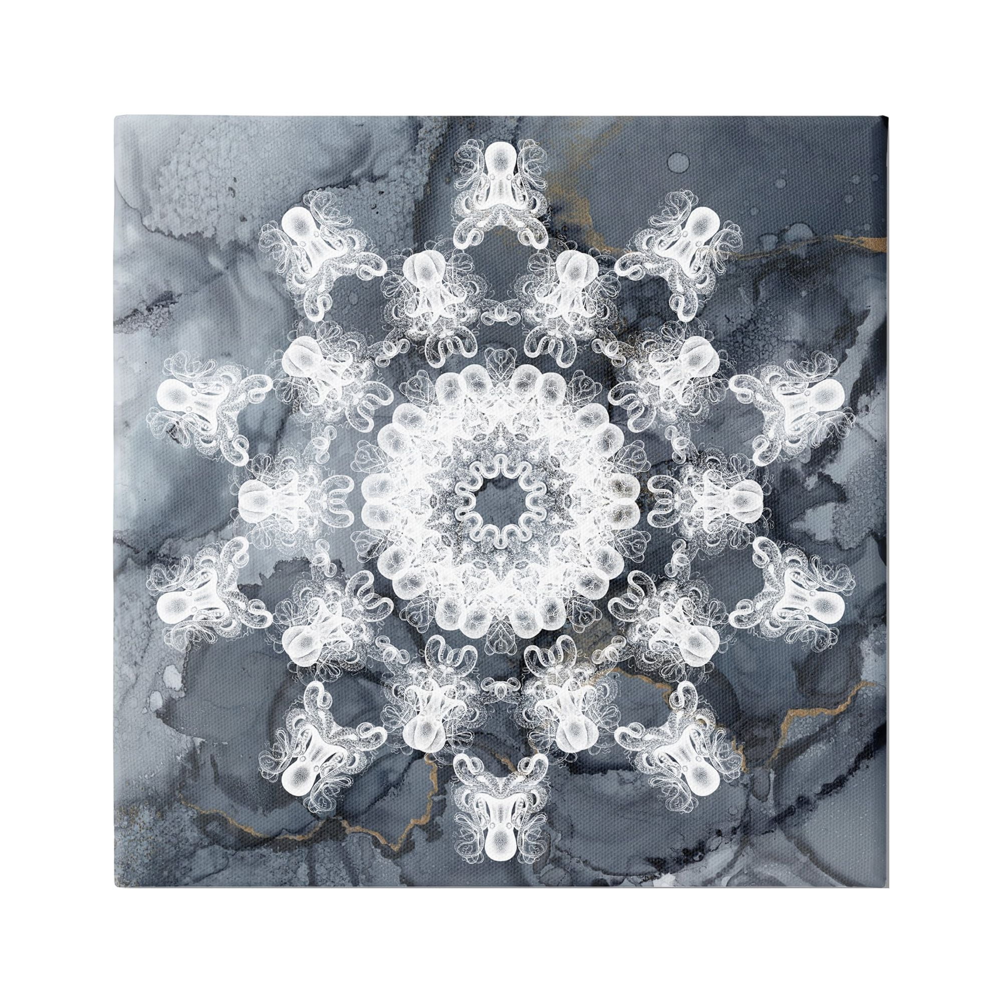 Stupell Industries Bohemian Patterned Fractal Abstract Painting Gallery Wrapped Canvas Art Print Wall Art, 17 x 17