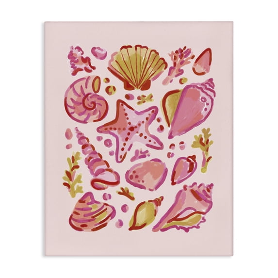Stupell Industries Bohemian Pink Sea Life Collection Canvas Art, 30 x 40, by Nina Muis Surface Design