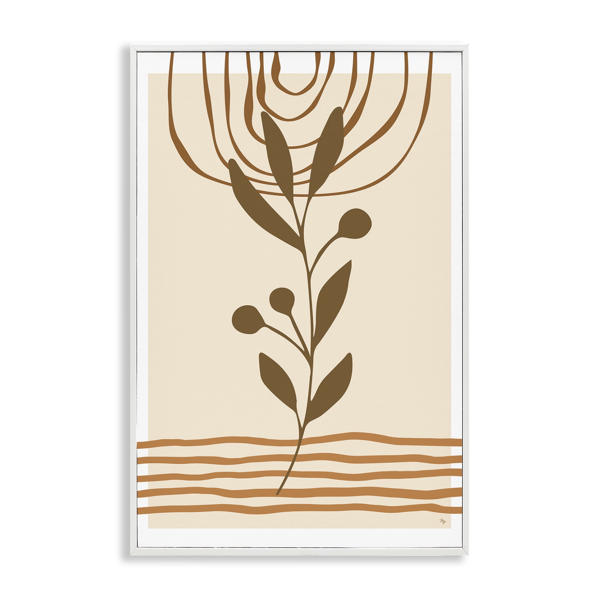 Stupell Industries Bohemian Plant Sprig Botanical & Floral Painting White Framed Art Print Wall Art, 16 x 24
