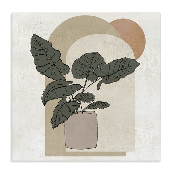 Stupell Industries Bohemian Potted Plant Arched Geometric Shapes Canvas Art, 17 x 17, by Janet Tava