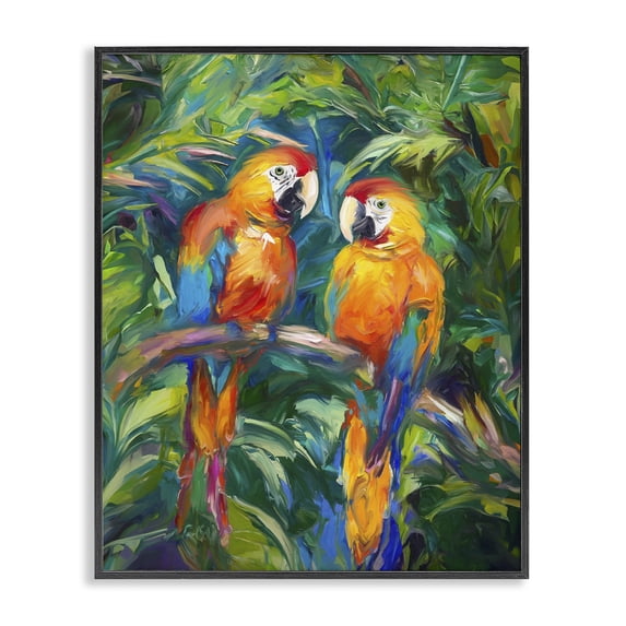 Stupell Industries Bohemian Rainforest Parrot Branch Black Framed Giclee Art, 16 x 20, by Ramona Murdock