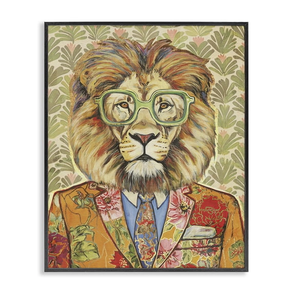 Stupell Industries Bohemian Regal Mane Lion in Glasses Black Framed Giclee Art, 16 x 20, by Svetlana Aleynikova