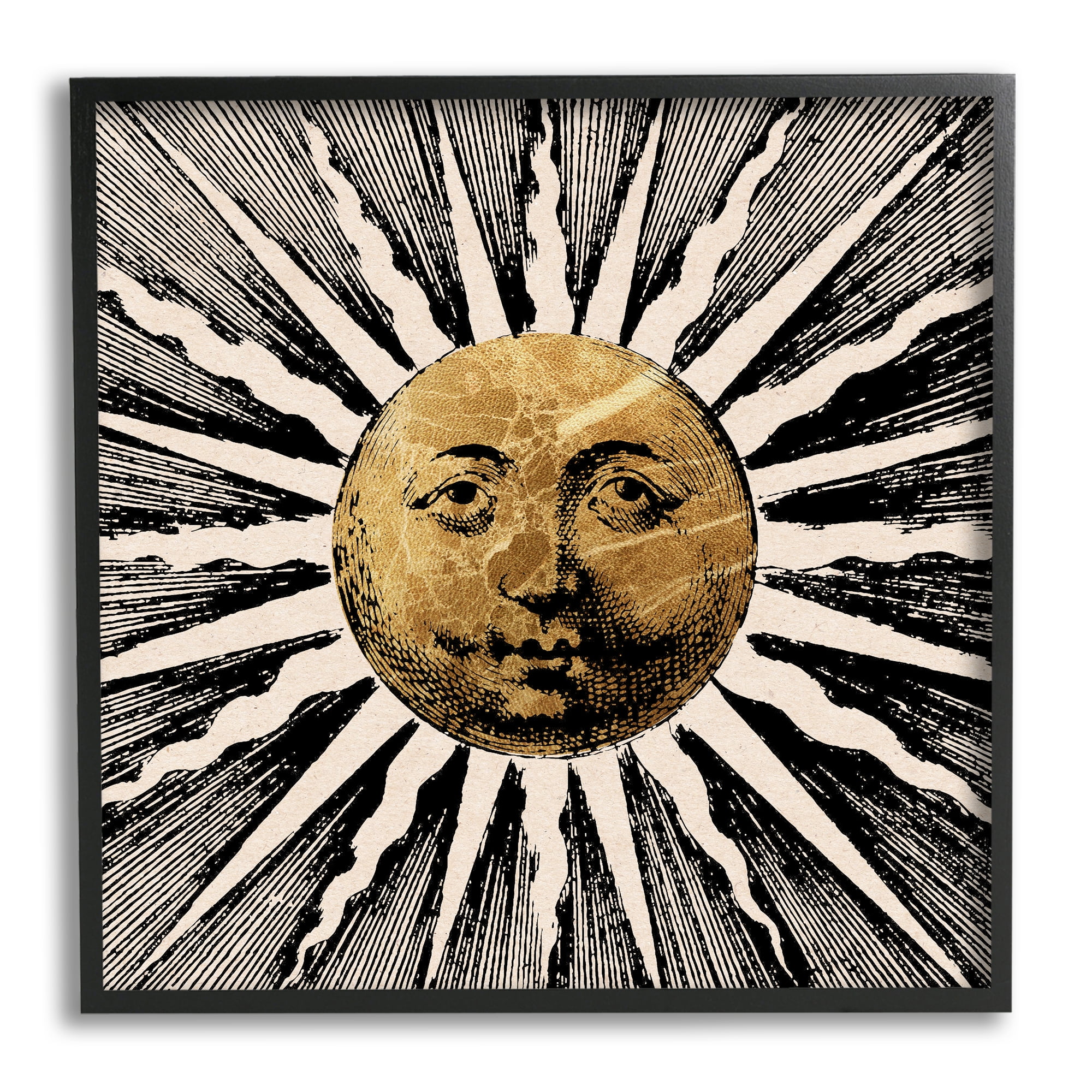 Stupell Industries Bohemian Sun Rays Landscape Painting Black Framed Art Print Wall Art, 17 x 17