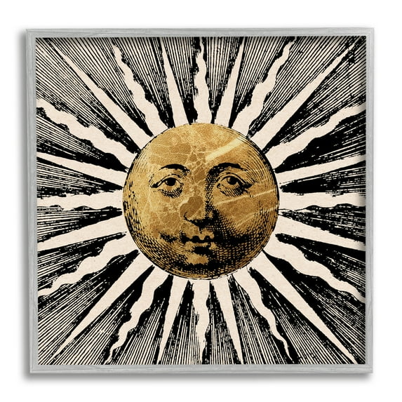 Stupell Industries Bohemian Sun Rays Landscape Painting Gray Framed Art Print Wall Art, 12 x 12