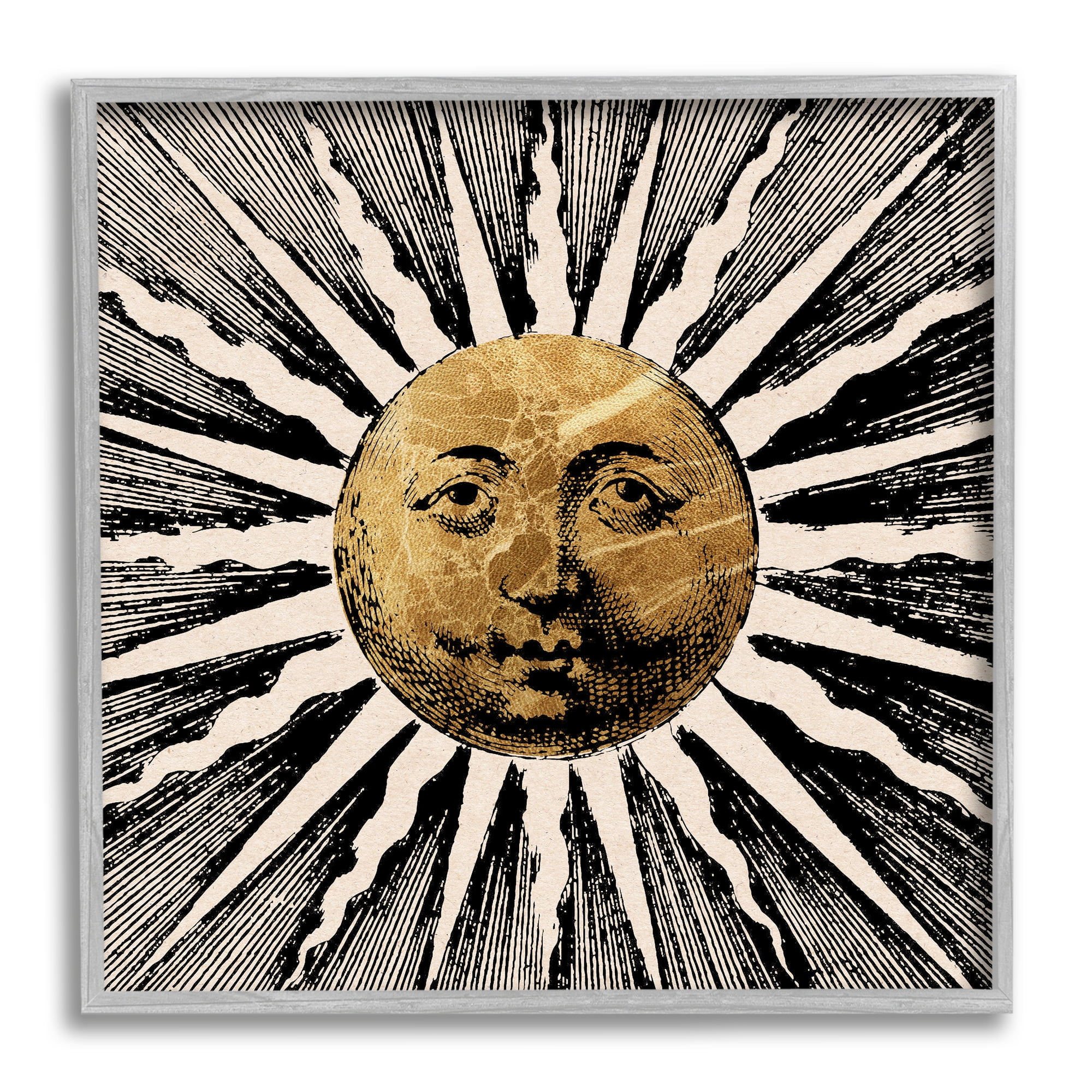 Stupell Industries Bohemian Sun Rays Landscape Painting Gray Framed Art Print Wall Art, 24 x 24