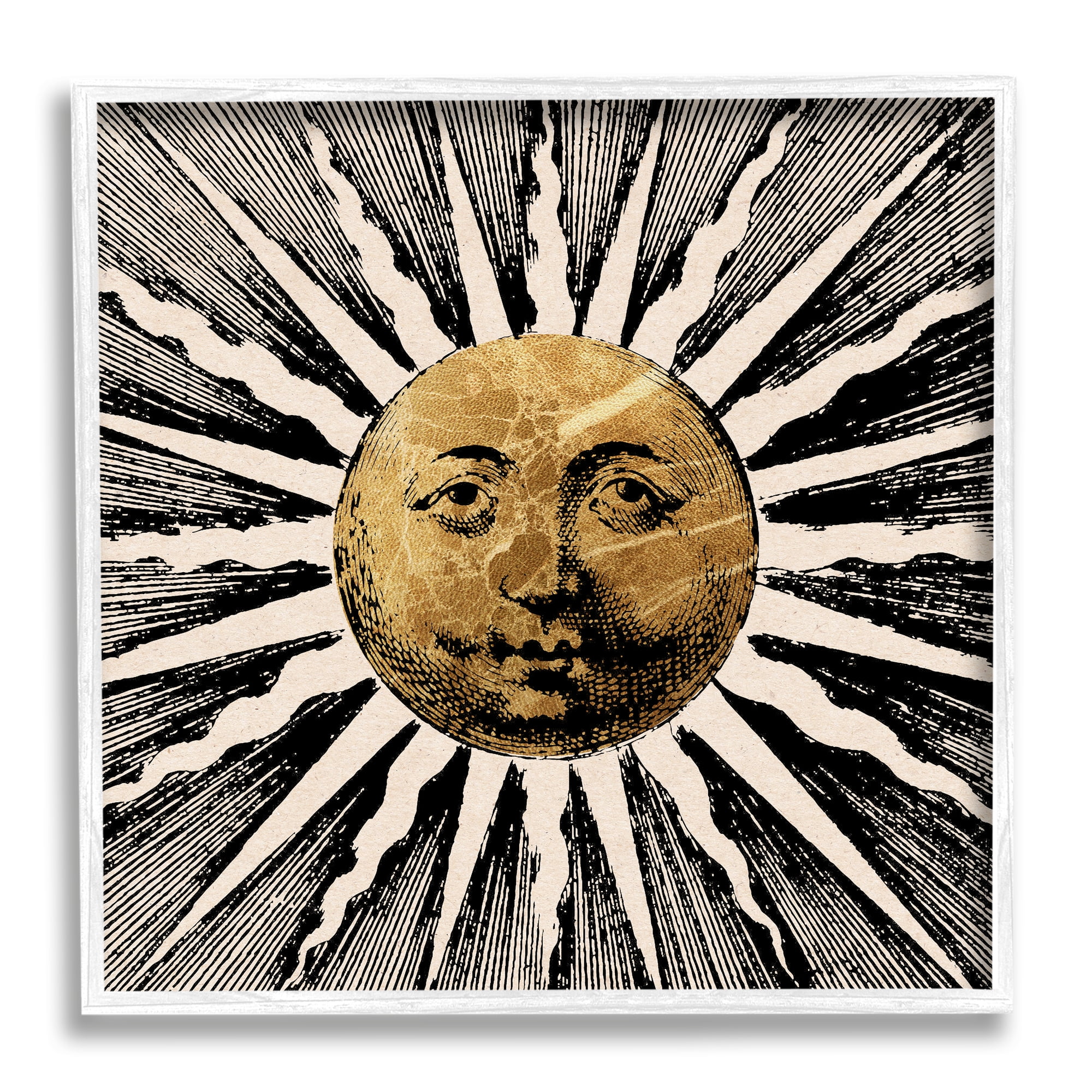 Stupell Industries Bohemian Sun Rays Landscape Painting White Framed Art Print Wall Art, 17 x 17