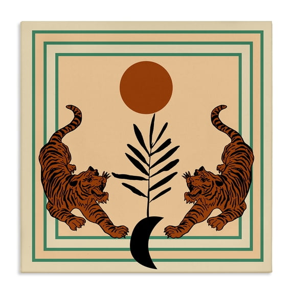Stupell Industries Bohemian Symmetrical Tropical Tigers Canvas Art, 17 x 17, by Melissa Wang