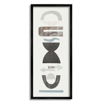 Stupell Industries Bohemian Totem Shapes Stacked Arrows Arches Abstract Painting Black Framed Art Print Wall Art, 10 x 24