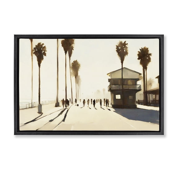 Stupell Industries Bohemian Tropical Afternoon Shadows Black Floating Frame Canvas Art, 25 x 17, by Noah Bay