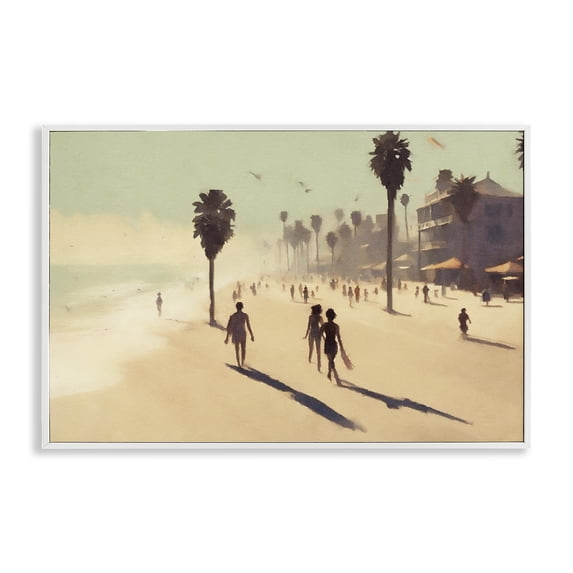 Stupell Industries Bohemian Tropical Shore Walk White Framed Giclee Art, 24 x 16, by Noah Bay