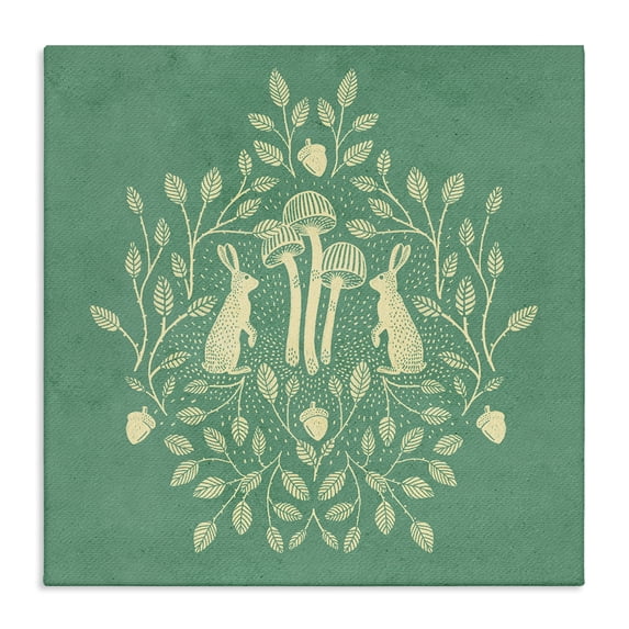 Stupell Industries Bohemian Turquoise Botanical Rabbits Canvas Art, 24 x 24, by Katie O'Shea