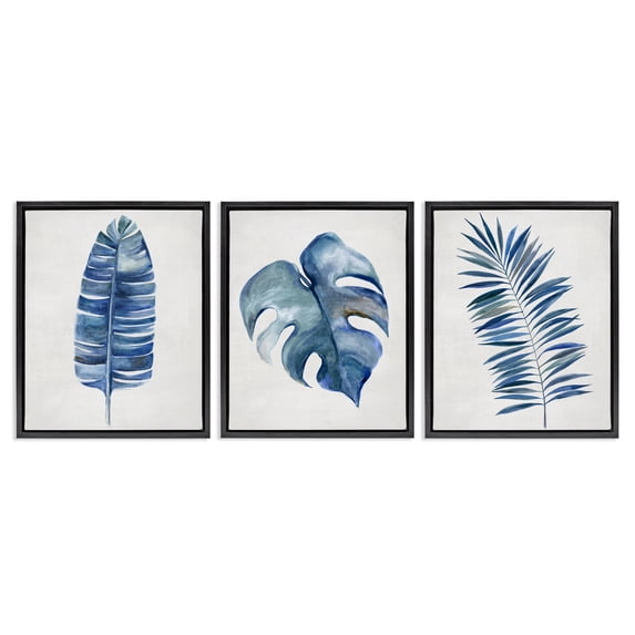 Stupell Industries Bohemian Vintage Tropical Leaves Black 3pc Floating Frame Art Set, 17 x 21 each, by Hannah Dawson
