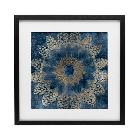 Stupell Industries Bohemian Waves Mandala Black Framed Print Under Glass design by Jacob Q, 13 x 13