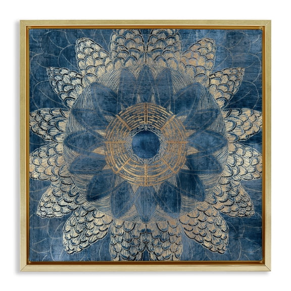 Stupell Industries Bohemian Waves Mandala Gold Framed Floater Canvas Wall Art design by Jacob Q, 25 x 25