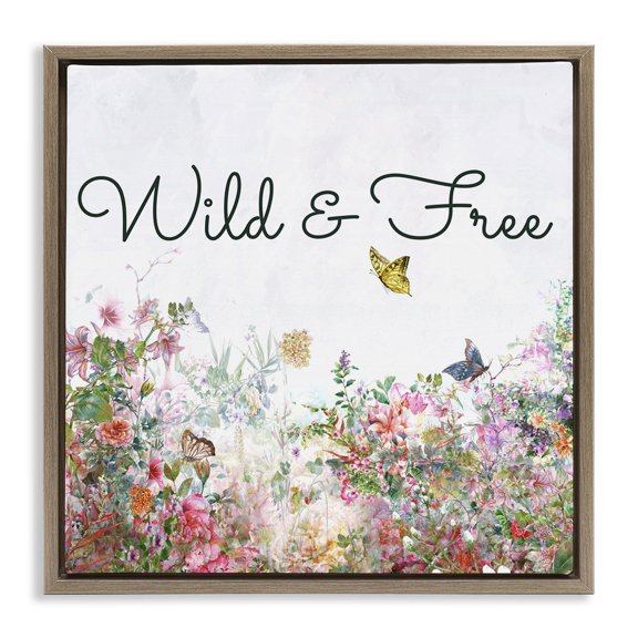 Stupell Industries Bohemian Wild & Free Butterflies Brown Floating Frame Canvas Art, 18 x 18, by Karen Smith