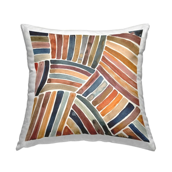 Stupell Industries Boho Alternating Stripes Pattern Square Decorative Printed Throw Pillow, 18 x 18