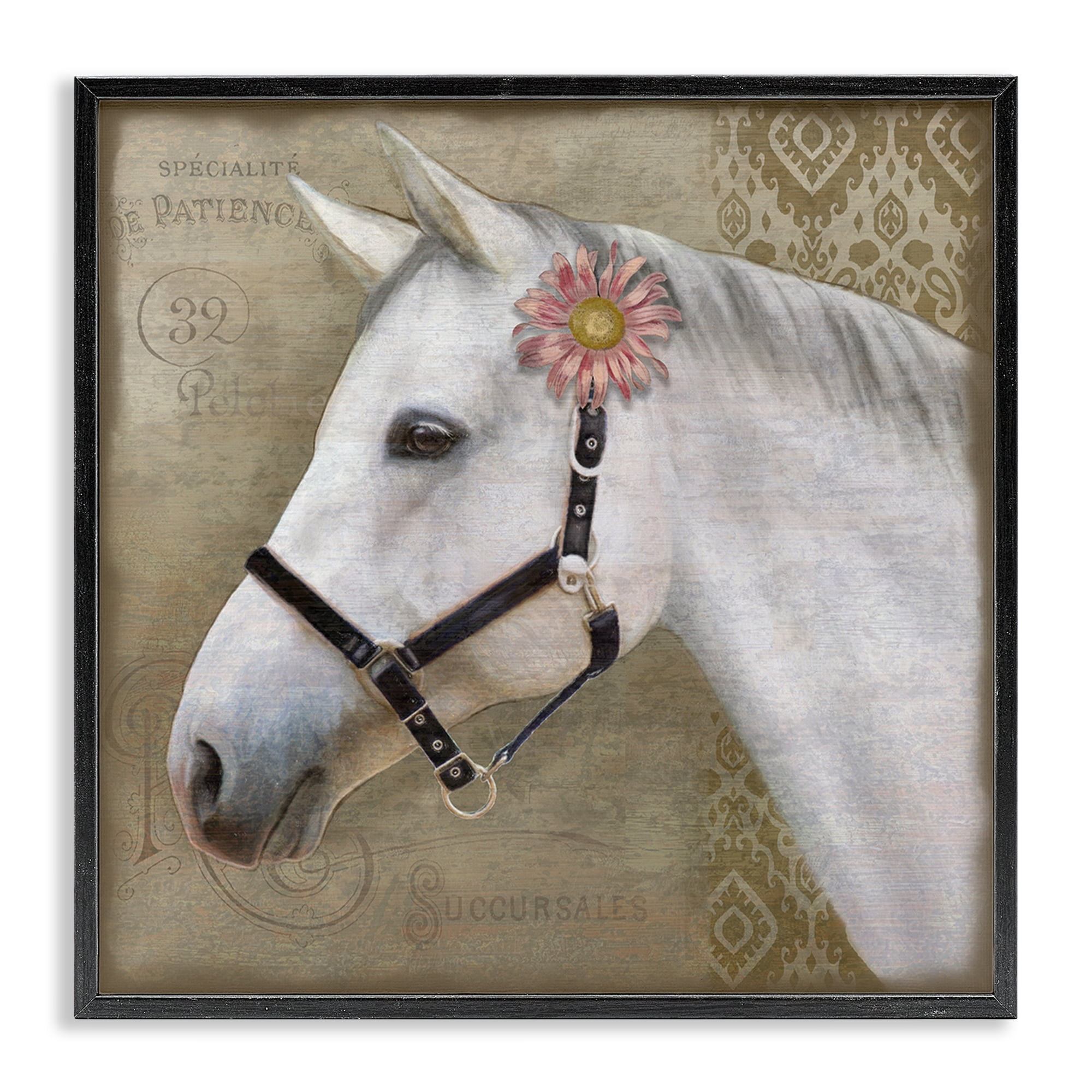 Stupell Industries Boho Barnyard Horse Black Framed Giclee Art, design by Suzanne Nicoll