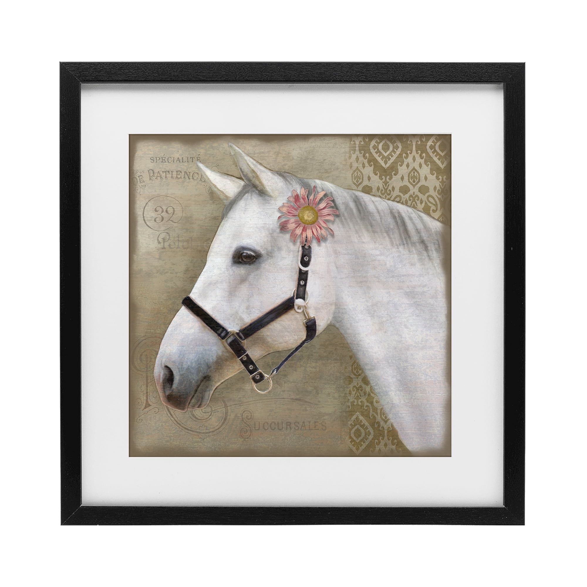 Stupell Industries Boho Barnyard Horse Black Framed Print Under Glass, design by Suzanne Nicoll