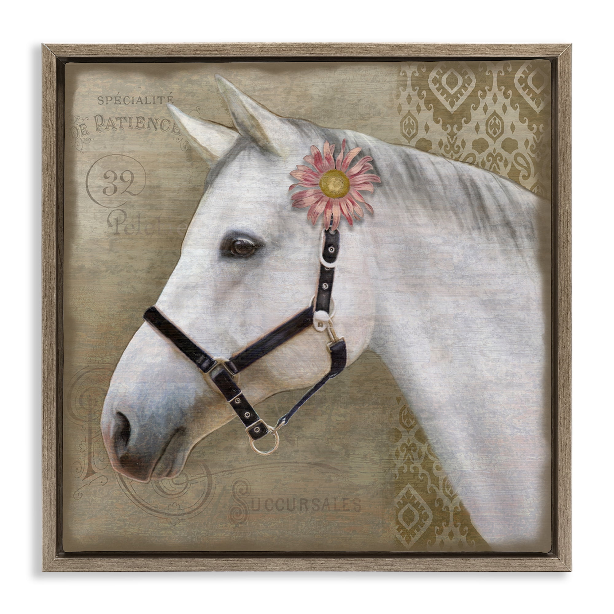 Stupell Industries Boho Barnyard Horse Brown Framed Floater Canvas Wall Art, design by Suzanne Nicoll