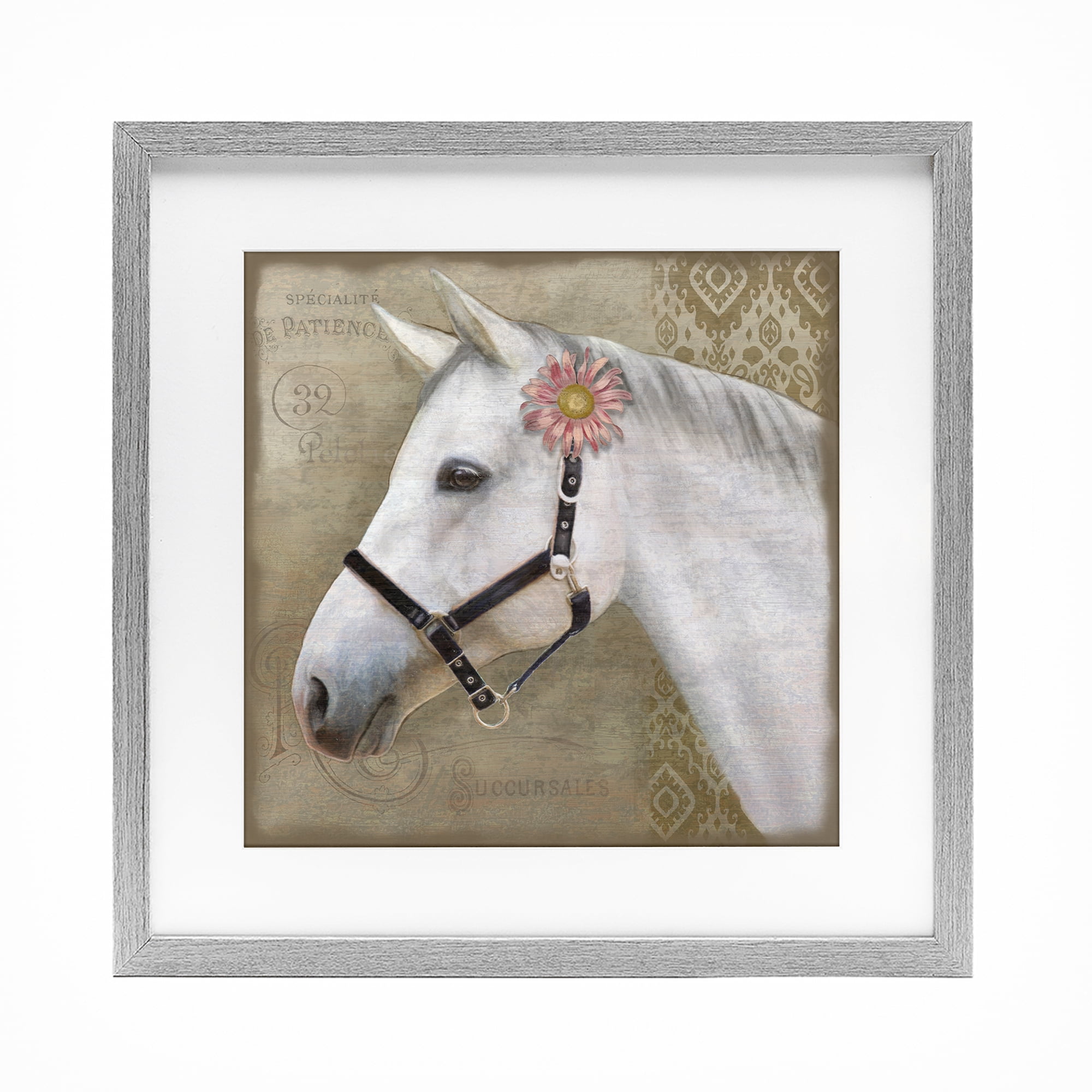 Stupell Industries Boho Barnyard Horse Gray Framed Print Under Glass, design by Suzanne Nicoll