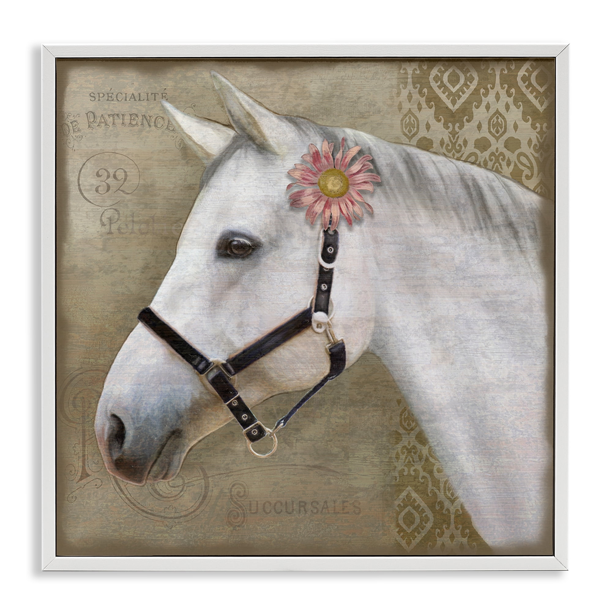 Stupell Industries Boho Barnyard Horse White Framed Giclee Art, design by Suzanne Nicoll