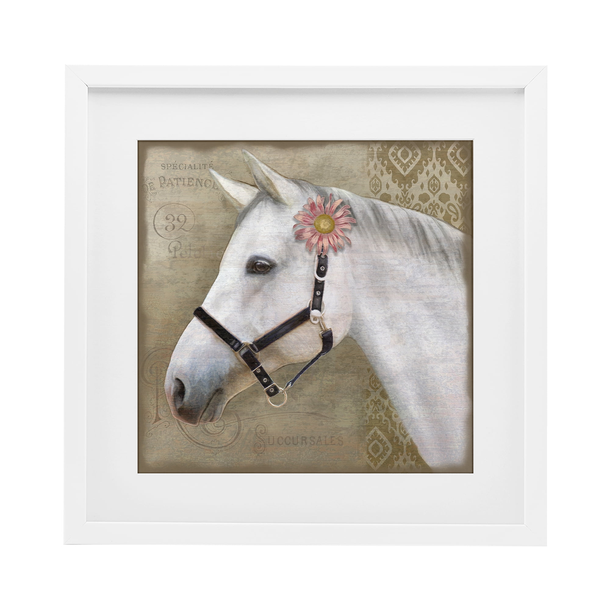 Stupell Industries Boho Barnyard Horse White Framed Print Under Glass, design by Suzanne Nicoll