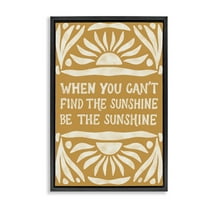 Stupell Industries Boho Be The Sunshine Text & Numbers Painting Black Floater Framed Canvas Art Print Wall Art, 17 x 25