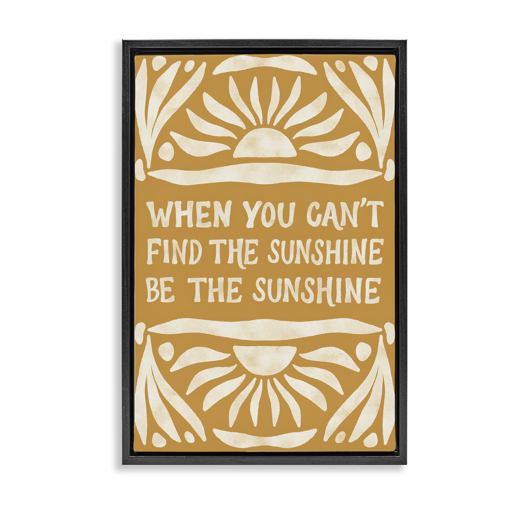 Stupell Industries Boho Be The Sunshine Text & Numbers Painting Black Floater Framed Canvas Art Print Wall Art, 21 x 31