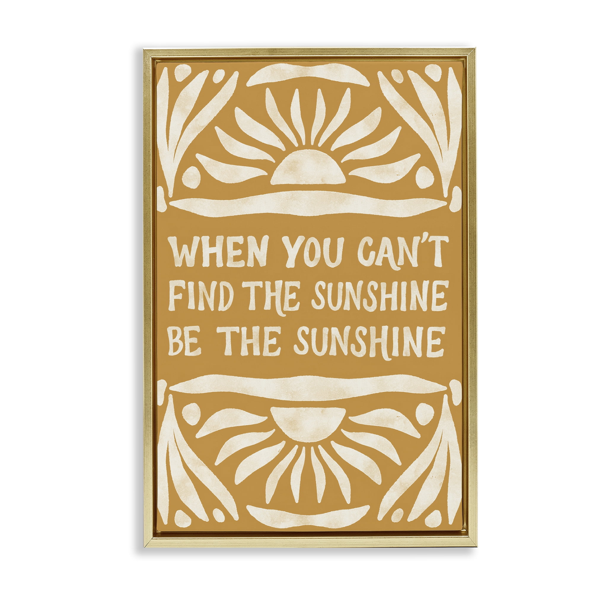 Stupell Industries Boho Be The Sunshine Text & Numbers Painting Gold Floater Framed Canvas Art Print Wall Art, 17 x 25