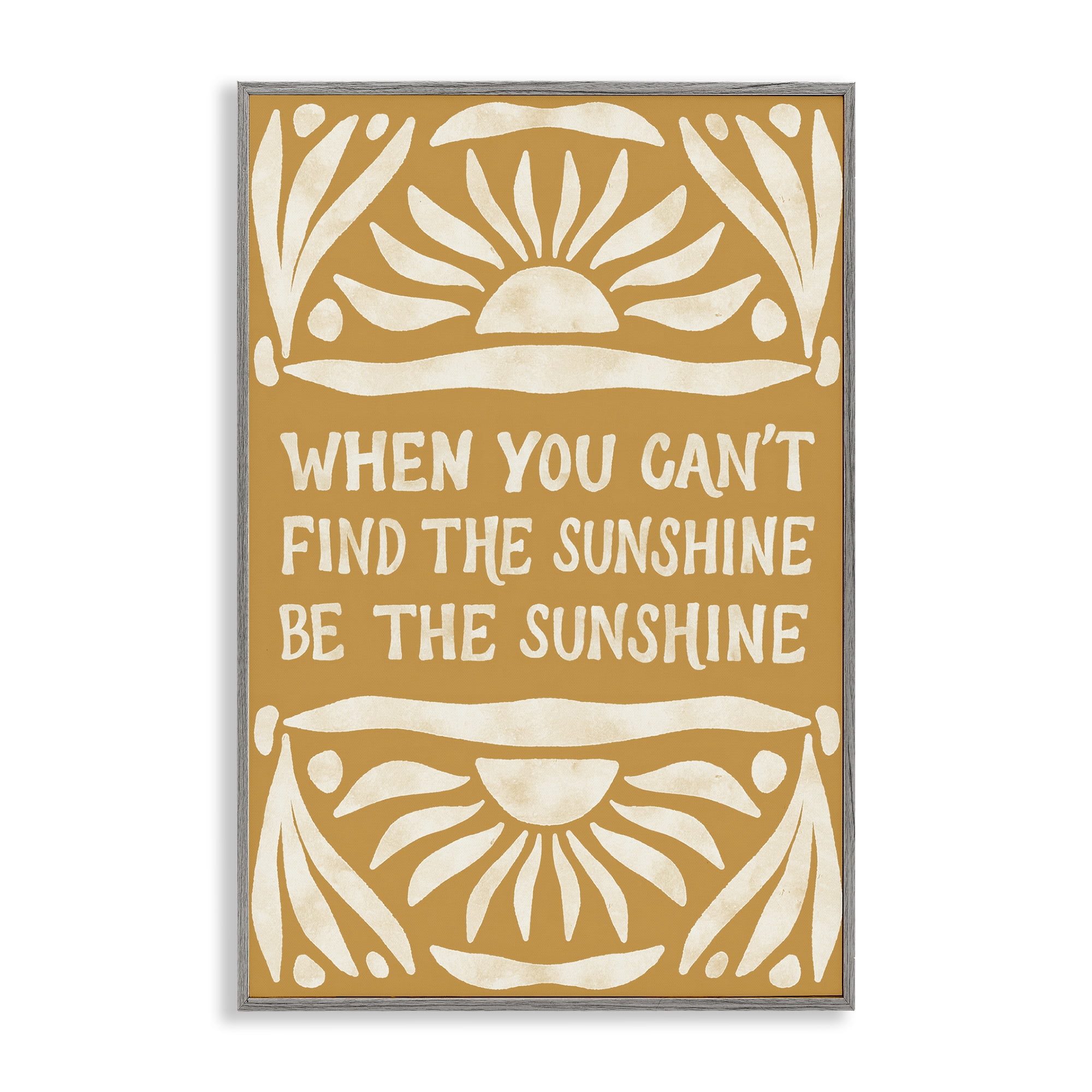Stupell Industries Boho Be The Sunshine Text & Numbers Painting Gray Framed Art Print Wall Art, 20 x 30