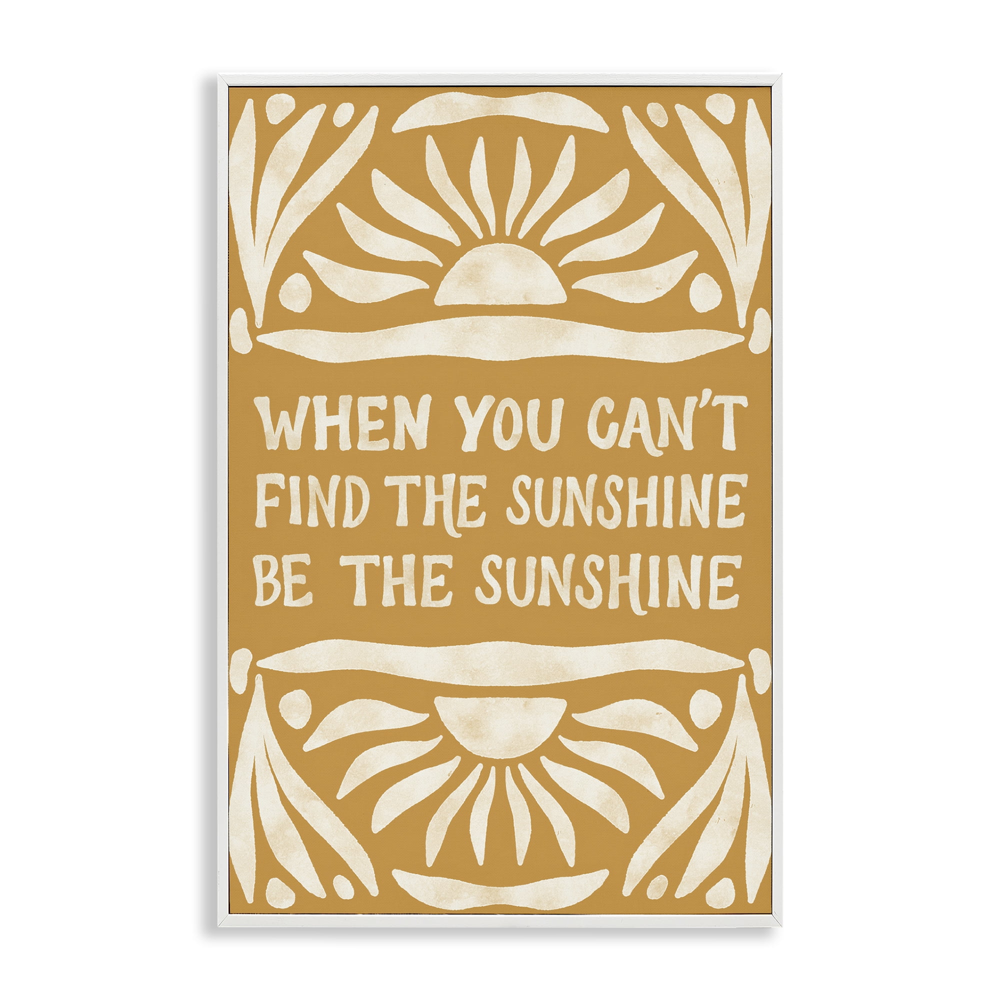 Stupell Industries Boho Be The Sunshine Text & Numbers Painting White Framed Art Print Wall Art, 12 x 18