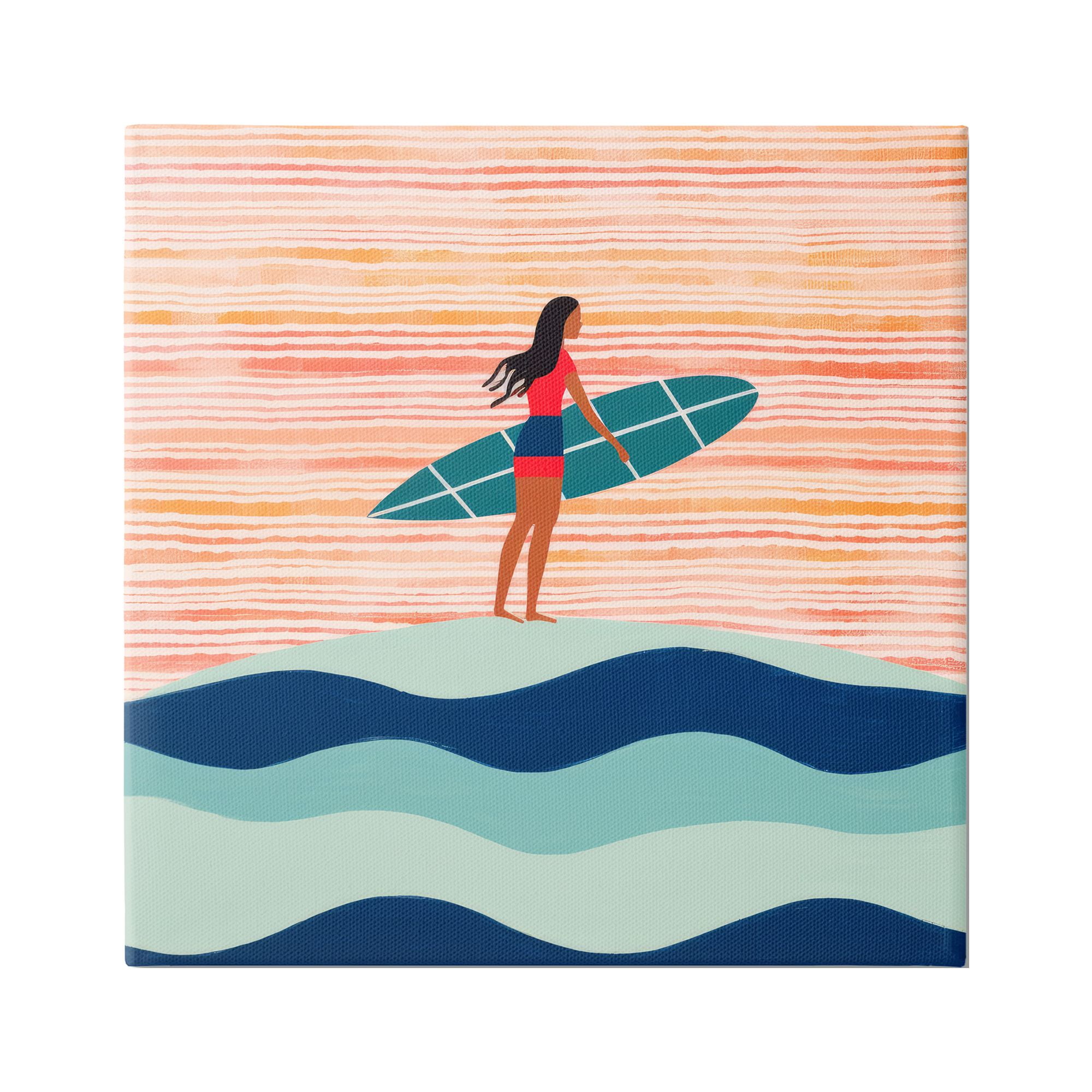 Stupell Industries Boho Beach Surfer Abstract Painting Gallery Wrapped Canvas Art Print Wall Art, 30 x 30