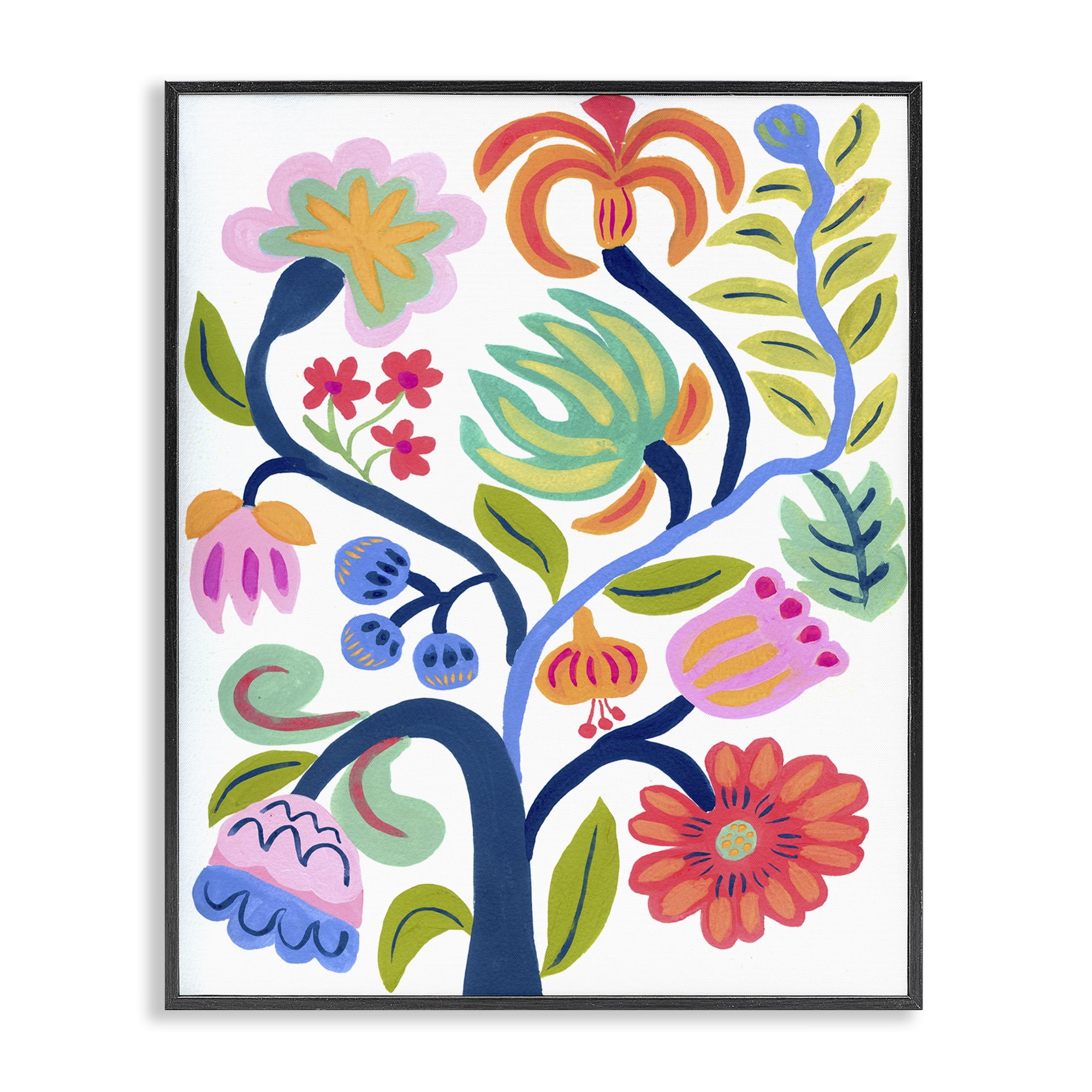Stupell Industries Boho Blue Tree Black Framed Giclee Art, design by Suzanne Allard
