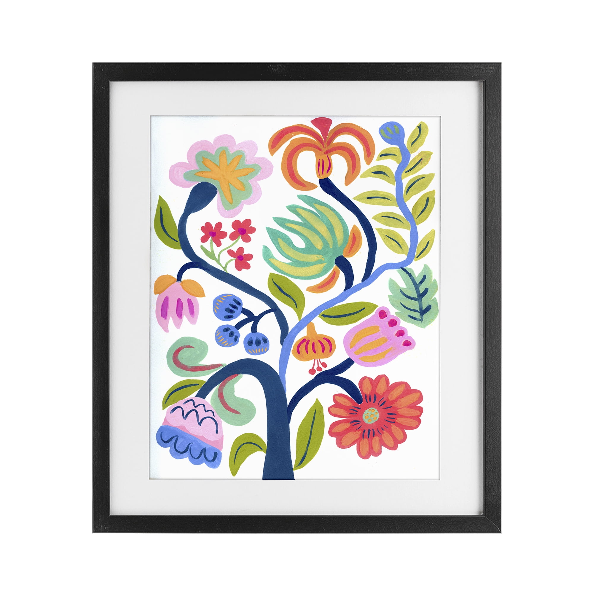 Stupell Industries Boho Blue Tree Black Framed Print Under Glass, design by Suzanne Allard