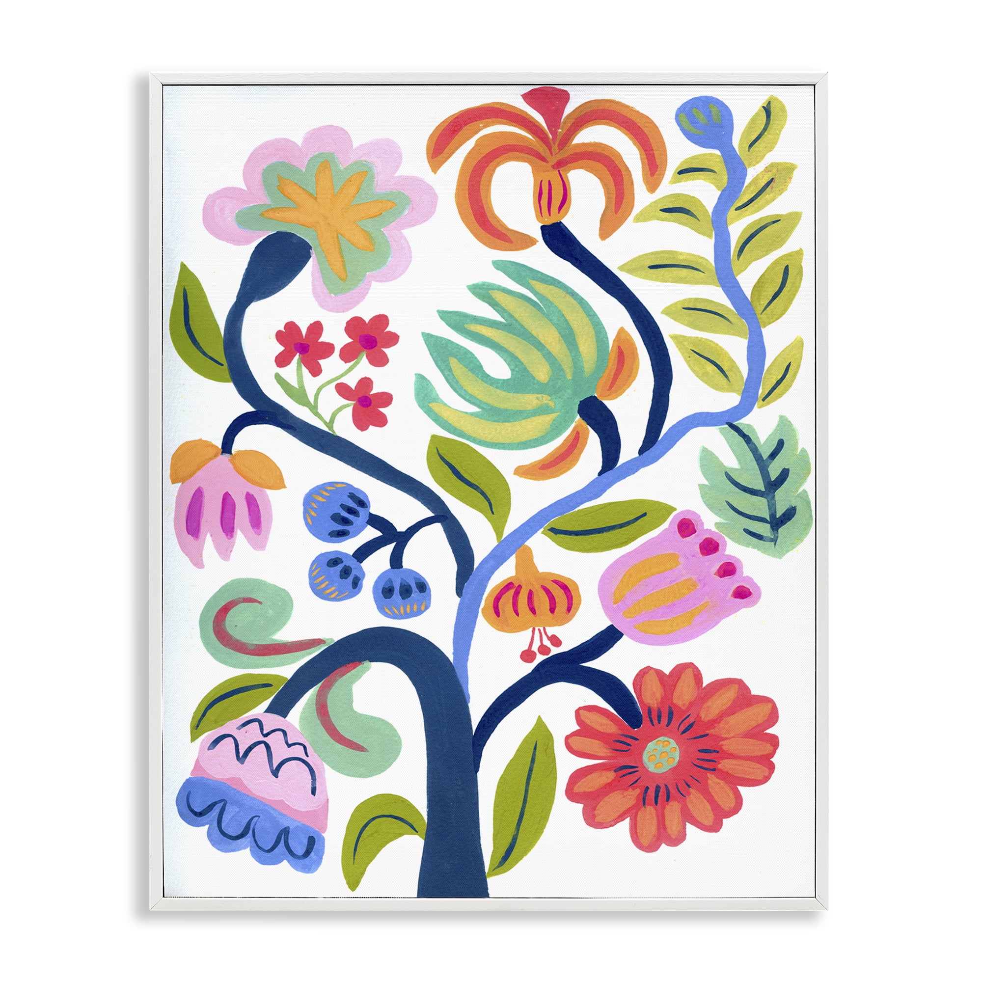 Stupell Industries Boho Blue Tree White Framed Giclee Art, design by Suzanne Allard
